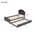 Twin Size Wood Platform Bed With Headboard And Twin Size Trundle, Cappuccino Box Spring Not Required Twin Cappuccino Wood Bed Frame Solid Wood Mdf