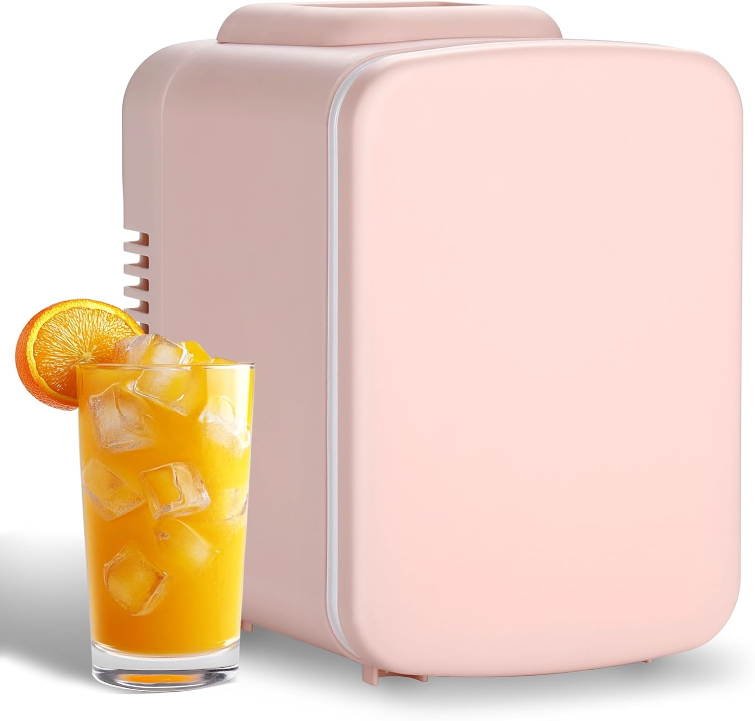 4 Liter 6 Can Mini Fridge Portable Cooler & Warmer Compact Refrigerator For Skincare, Cosmetics, Beverage, Food, 4L, Pink Pink Plastic