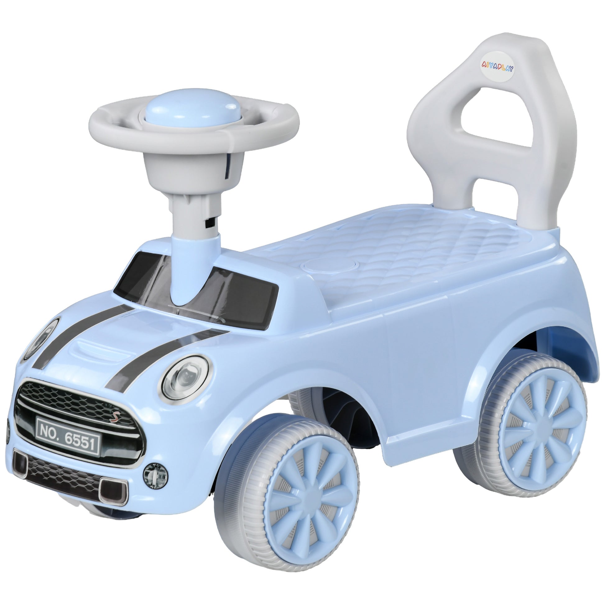 Qaba Toddler Ride On Toy, Foot To Floor Sliding Car With Horn, Working Steering Wheel & No Tip Anti Over Backwards System For Boys And Girls Ages 18 36 Months, Light Blue Light Blue Plastic