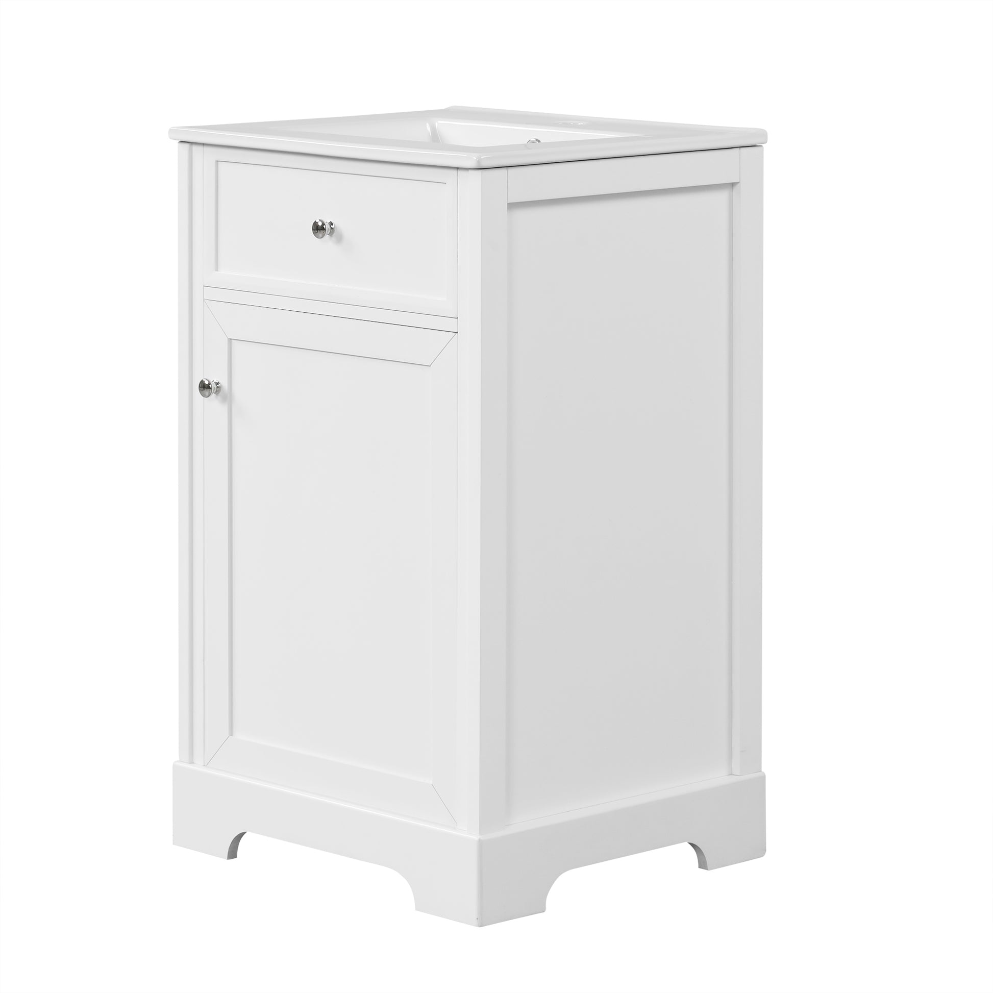 20" Bathroom Vanity With Sink, Bathroom Cabinet With Soft Closing Door, Storage Rack And Adjustable Shelve, White Old Sku:Wf531249Aak White Mdf