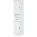 Kleankin Slim Bathroom Storage Cabinet, Tall Bathroom Cabinet, Linen Tower With Open Shelf, Drawer, Recessed Doors, And Adjustable Shelves, White White Mdf