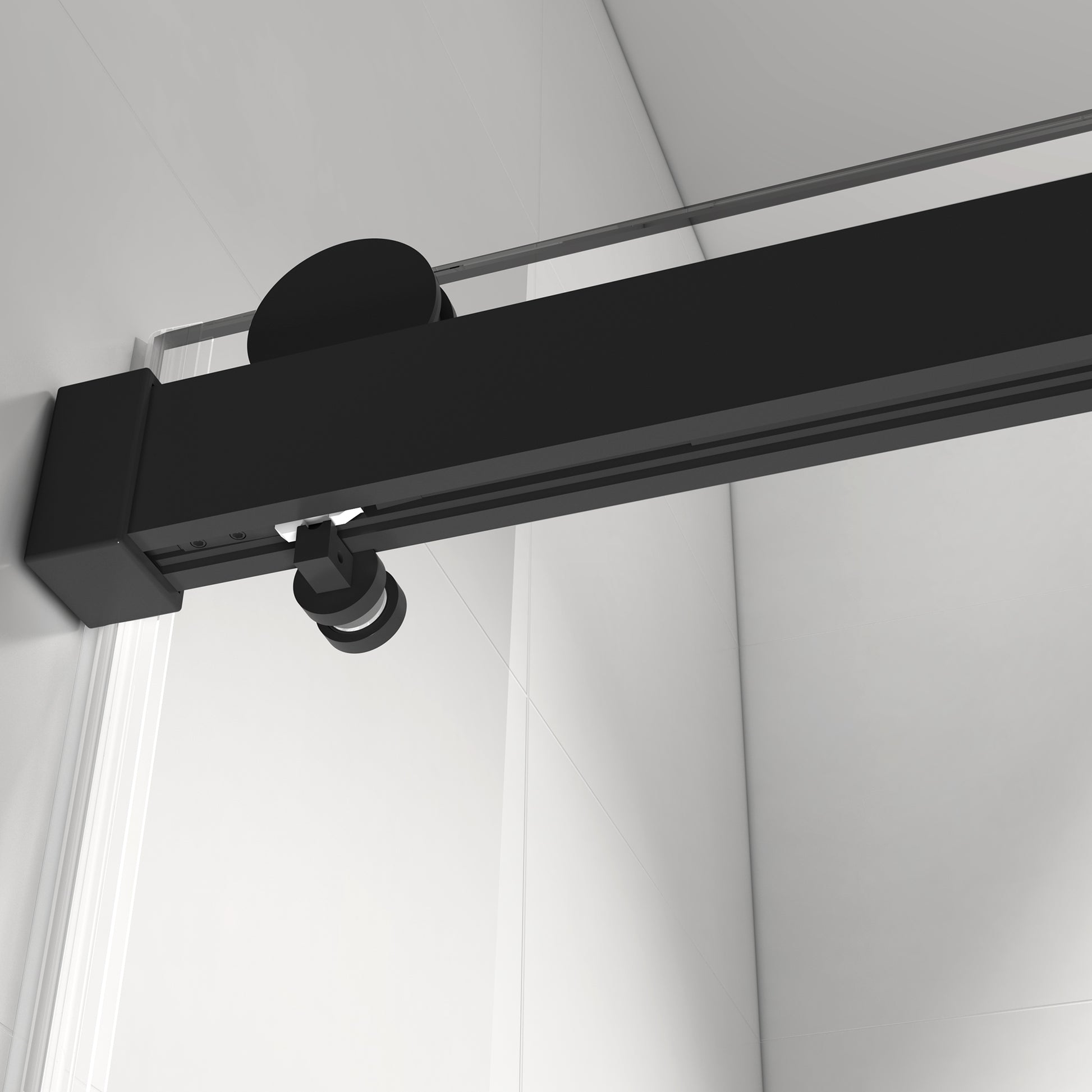 Top Rail Only, Stainless Steel Top Track With Buffer For Shower Door, 24D01P03 60Mbx Matt Black Stainless Steel