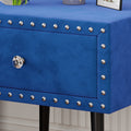 Modern Nightstands Set Of 2 With Drawer And Crystal Handle, Elegant Rivet Velvet Design Bedside Table For Bedroom, Blue Blue 1 Drawer Bedside Cabinet Mdf