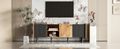 Mid Century Tv Stand With 3 Cabinets, Media Console Table For Tvs Up To 70'', Entertainment Center With Storage For Living Room, Bedroom, Home Theatre Black Brown Primary Living Space 60 69 Inches