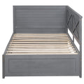 Twin Size Wood Daybed With Trundle And Rustic Guardrail, Ancient Grey Box Spring Not Required Twin Grey Wood Bedroom Solid Wood Mdf