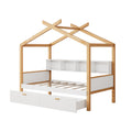 White Twin Size Wooden House Bed Original Wood Colored Frame With Two Drawers And Bookshelf Storage Space For Children Or Guest Room Twin White Wood