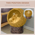 Pawhut Handwoven Elevated Cat Bed With Soft Cushion & Cat Egg Chair Shape, Cat Basket Bed Kitty House With Stand, Raised Wicker Cat Bed For Indoor Cats, 23.5