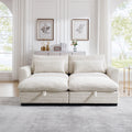 Corduroy Two Seater Sofa With 2 Storage Footrest, 2 Seater Sectional Deep Seat Sofa,Comfy Couches For Living Room ,Beige Sofa Beige Corduroy 2 Seat
