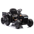 Ride On Tractor2.0 With Trailer,24V Battery Powered Electric Tractor Toy, 200W*2Motor 1.86 4.97Mph Remote Control,Electric Car For Kids,Three Speed Adjustable,Usb,Mp3 ,Bluetooth,Led Light, Safety Belt Black Polypropylene