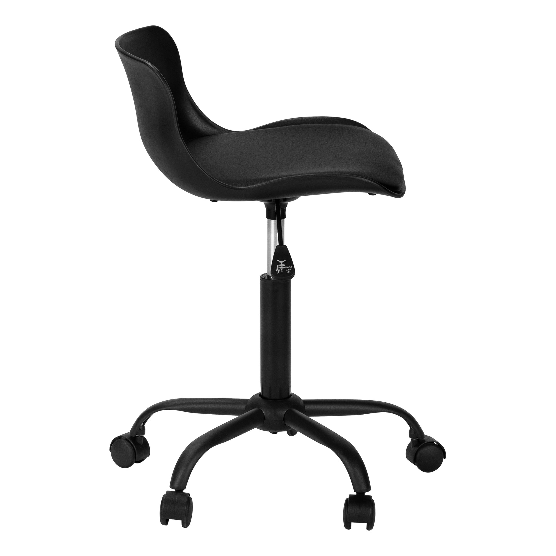 Office Chair, Adjustable Height, Swivel, Ergonomic, Computer Desk, Work, Juvenile, Black Leather Look, White Metal, Contemporary, Modern Black Foam Metal