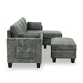 Sectional 3 Seaters Sofa ,Double Sided Multi Functional Footstool, Storage Matnon Slip Leg, Two Pillows, Velvet, Light Grey Light Grey Velvet 3 Seat