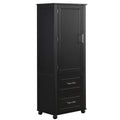 Tall Bathroom Storage Cabinet, Freestanding Storage Cabinet With Two Drawers And Adjustable Shelf, Mdf Board With Painted Finish, Black Black Mdf