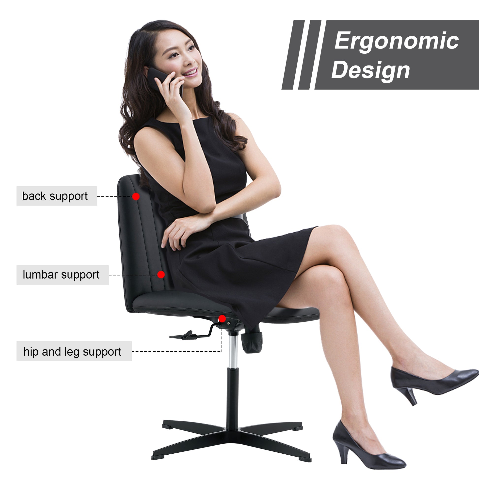 Black High Grade Pu Material. Home Computer Chair Office Chair Adjustable 360 Swivel Cushion Chair With Black Foot Swivel Chair Makeup Chair Study Desk Chair. No Wheelsw115167391 Black Foam Pu