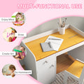 Qaba Kids Desk And Chair Set With Storage Drawer, Study Desk With Chair For Children For Arts & Crafts, Snack Time, Homeschooling, Homework, White White Mdf