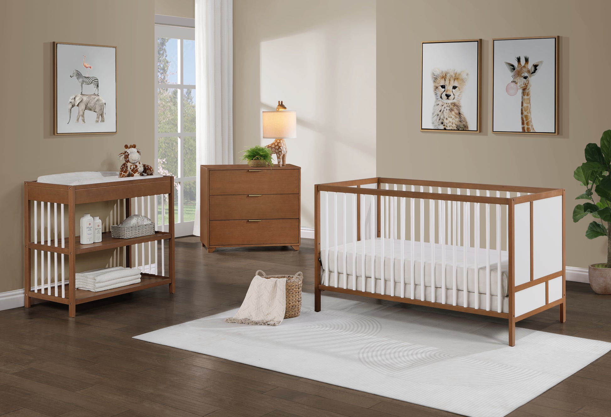 Pixie Finn 3 In 1 Crib In Walnut White Walnut Wood