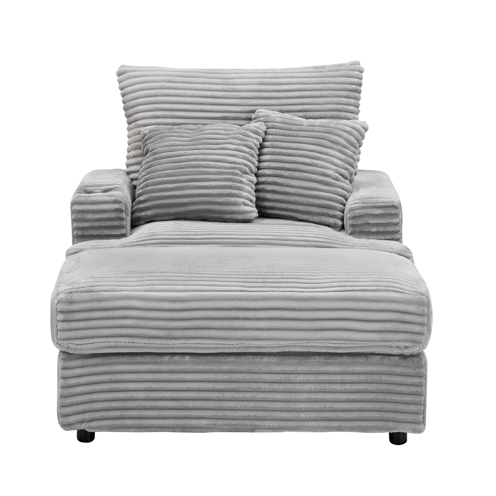 39 Inch Spring Upholstered Armchair And Ottoman Set Comfortable Single Sofa With Cup Holder And Corduroy Fabric, Perfect For Living Room Or Bedroom Gray Corduroy 1 Seat