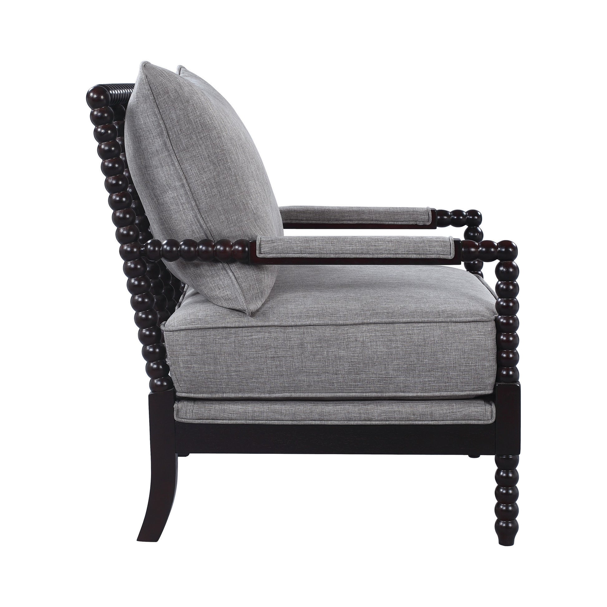 Turned Designing Accent Chair, Gray Gray Fabric