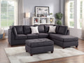 Contemporary 3Pc Reversible Sectional Sofa Set W Ottoman Ebony Microfiber Cushion Sofa Chaise Ottoman Couch Pillows Ebony Microfiber Wood Primary Living Space Cushion Back Contemporary,Modern L Shaped Rubberwood Particle Board 5 Seat