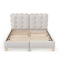 Queen Size Upholstered Platform Bed With Support Legs,Beige Beige Upholstered