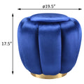 Blue Round Ottoman Blue Velvet Wood Primary Living Space Solid Blue Luxury Round Armless Velvet