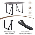Table And Chair Set, Textured Top In Vintage Retro Grey Wood Grain Desktop, Black Metal Legs. Dining Chair With White Faux Leather Backrest Cushion With Black Metal Legs. Gray,Wood Seats 6 Mdf Metal