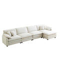 Corduroy Sofa Modern Upholstered 4 Seater With With 1 Footstool Corduroy Fabric Sofaoffice Living Room Apartment Comfort Sofa, Easy To Assemble With 2 Arm Pillows And 4 Throw Pillows Beige Corduroy 4 Seat