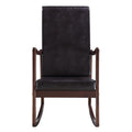 Dark Brown And Espresso Rocking Chair With Armrest Solid Brown Black Primary Living Space Foam Rectangular Contemporary Rocking Chairs Rubberwood Solid Back Wood