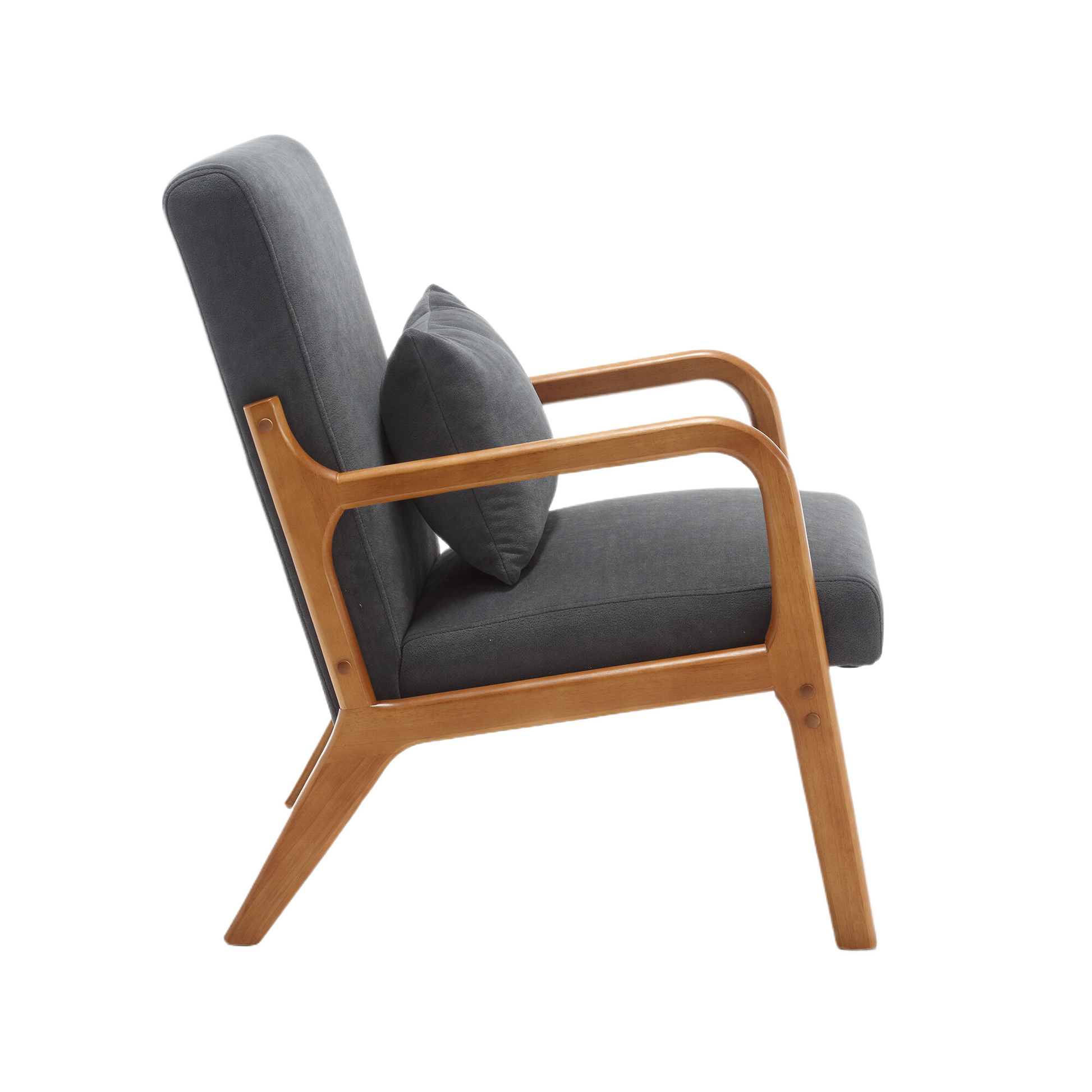 Coolmore Modern Accent Chair, Solid Wood Padding Lounge Armchairs With One Pillow For Living Room, Bedroom, Guest Room Gray Gray Primary Living Space Foam Velvet