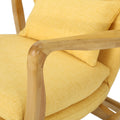 Elegant Solid Wood Rocking Chair With Yellow Linen Cushion Yellow Fabric