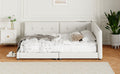 Upholstered Queen Size Platform Bed With Usb Ports, Beige Queen Box Spring Not Required Beige Linen