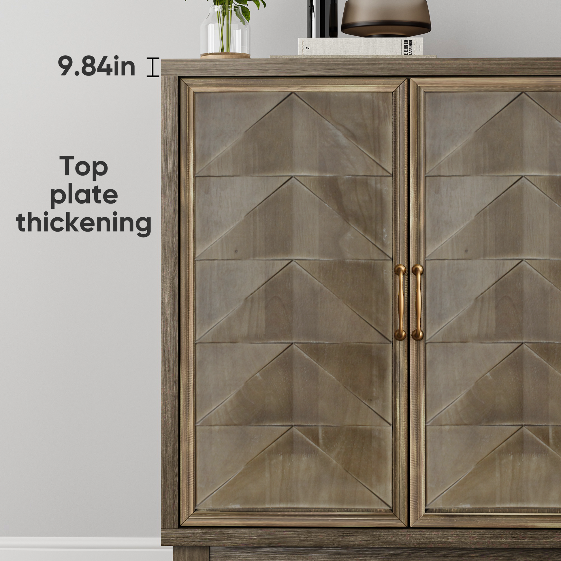 Vintage Sideboard Buffet Cabinet With Storage,Large Accent Cabinet Sideboard With 4 Doors,Storage Cabinet With Storage Console Table, For Kitchen Dinning Room Living Room Hallway Or Entryway,Brown