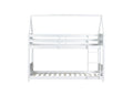 Twin Over Twin House Floor Bunk Bed With Headboards, Footboards And Guardrails, Ladder, Rubber Wood Bunk Bed With Safety Guardrails,White Twin White Rubber Wood