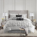 7 Piece Tufted Comforter Set Grey Cal King California King Grey Polyester