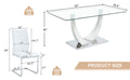 Table And Chair Set.Modern Dining Table,Tempered Glass Tabletop And Silver Colored Leg.Paired With 4 Soft And Comfortable White Pu Chair, Perfect For Dinner, Meetings, Home And Office Decor. White