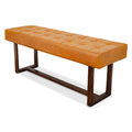 Cameron Tan Leather Bench Brown,Tan Brown Genuine Leather Brown Mid Century Modern Foam Genuine Leather,Solid Wood