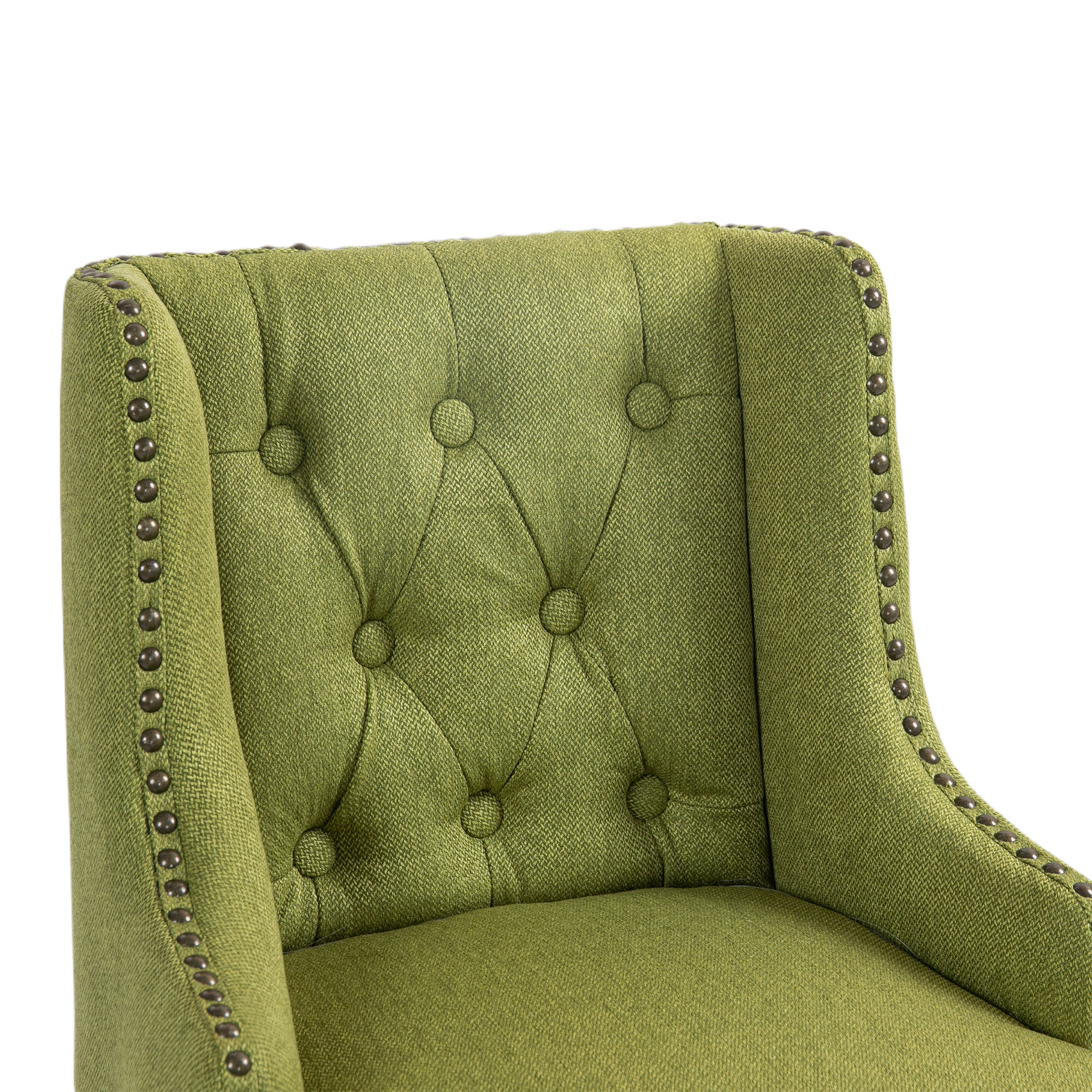 Coolmore Bar Stools Set Of 2 Counter Height Chairs With Footrest For Kitchen, Dining Room And 360 Degree Solid Wood Legs Swivel Bar Stools Set Of 2 Olive Linen Olive Foam Linen