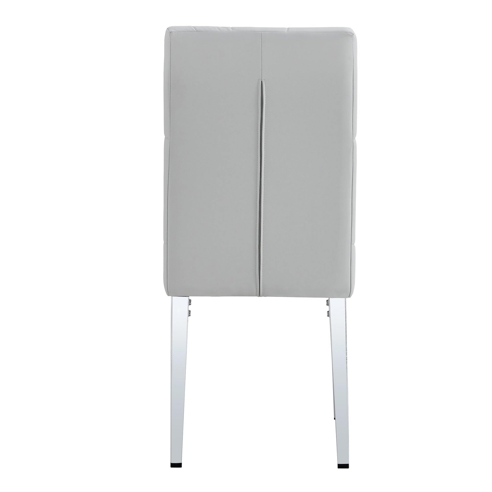 2 Piece Dining Chair, Modern Style Kitchen Upholstered High Back, Metal Leg Office Chair, Suitable For Dining Room, Office, Restaurant. Light Gray Pu