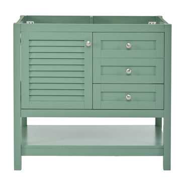 36'' Bathroom Vanity Without Sink, Free Standing Vanity Set With 2 Drawers& Soft Closing Doors, Bathroom Storage Cabinet With Solid Wood Feet, Green Not Include Basin Sink Green 1 1 Adjustable Hinges Bathroom Freestanding Modern Solid Wood Mdf Painted