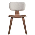 White Boucle And Walnut Side Chair With Upholstered Back Set Of 2 Solid White Walnut Dining Room Modern Side Chair Solid Back Set Of 2 Wood