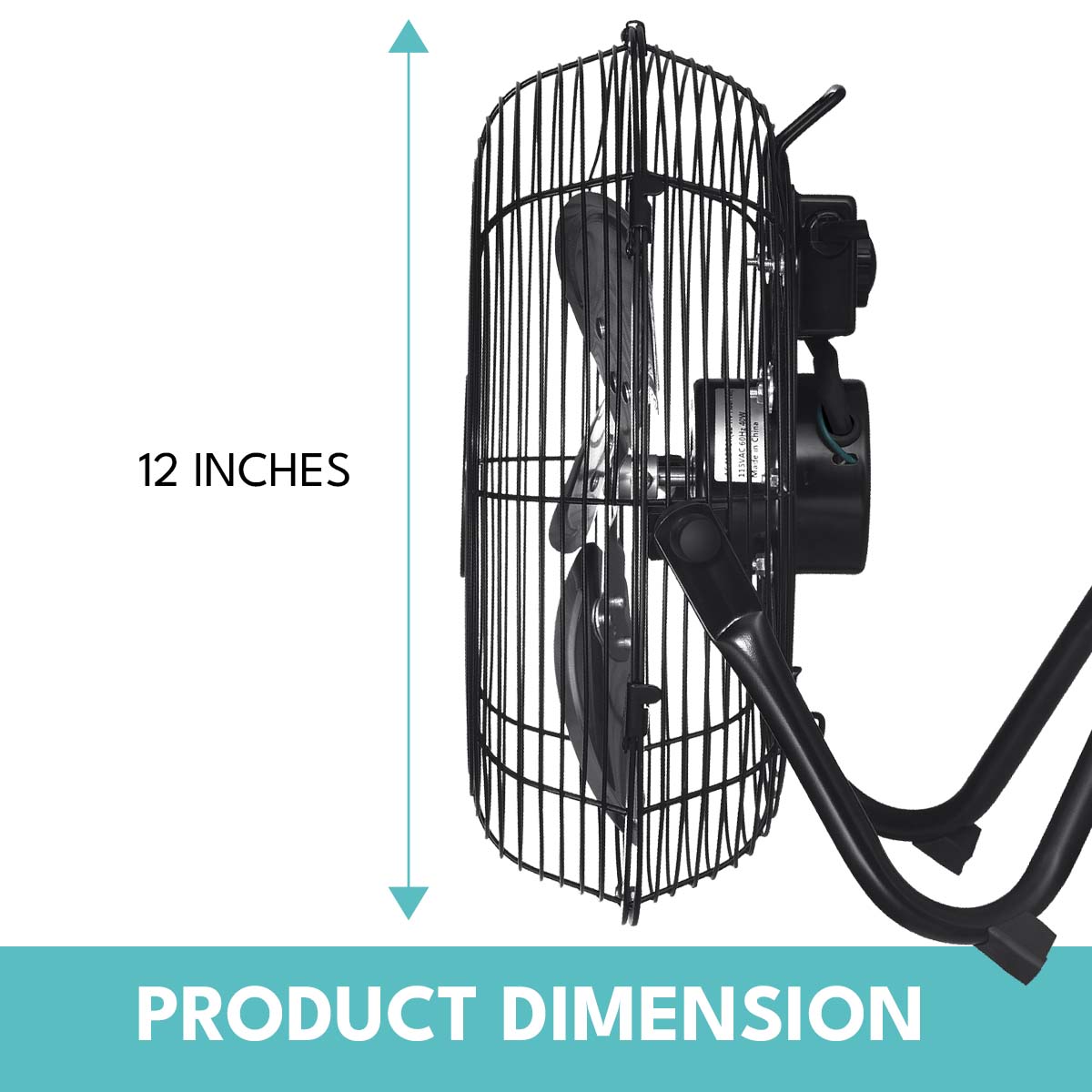 12 In. 3 Speed High Velocity Industrial Heavy Duty Metal Floor Fan In Black With Tilting Head For Outdoor Indoor Use Black Metal