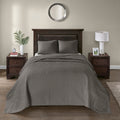 Reversible Bedspread Set Dark Grey Full Dark Grey Cotton