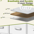 5 Drawers Dresser For Bedroom, Kidsroom Furniture, Wide Chest Of Drawers, Storage Organizer Units With Fabric Bins For Closet, White, Metal Frame, Waterproof Wood Top, Adjustable Feet White Wood