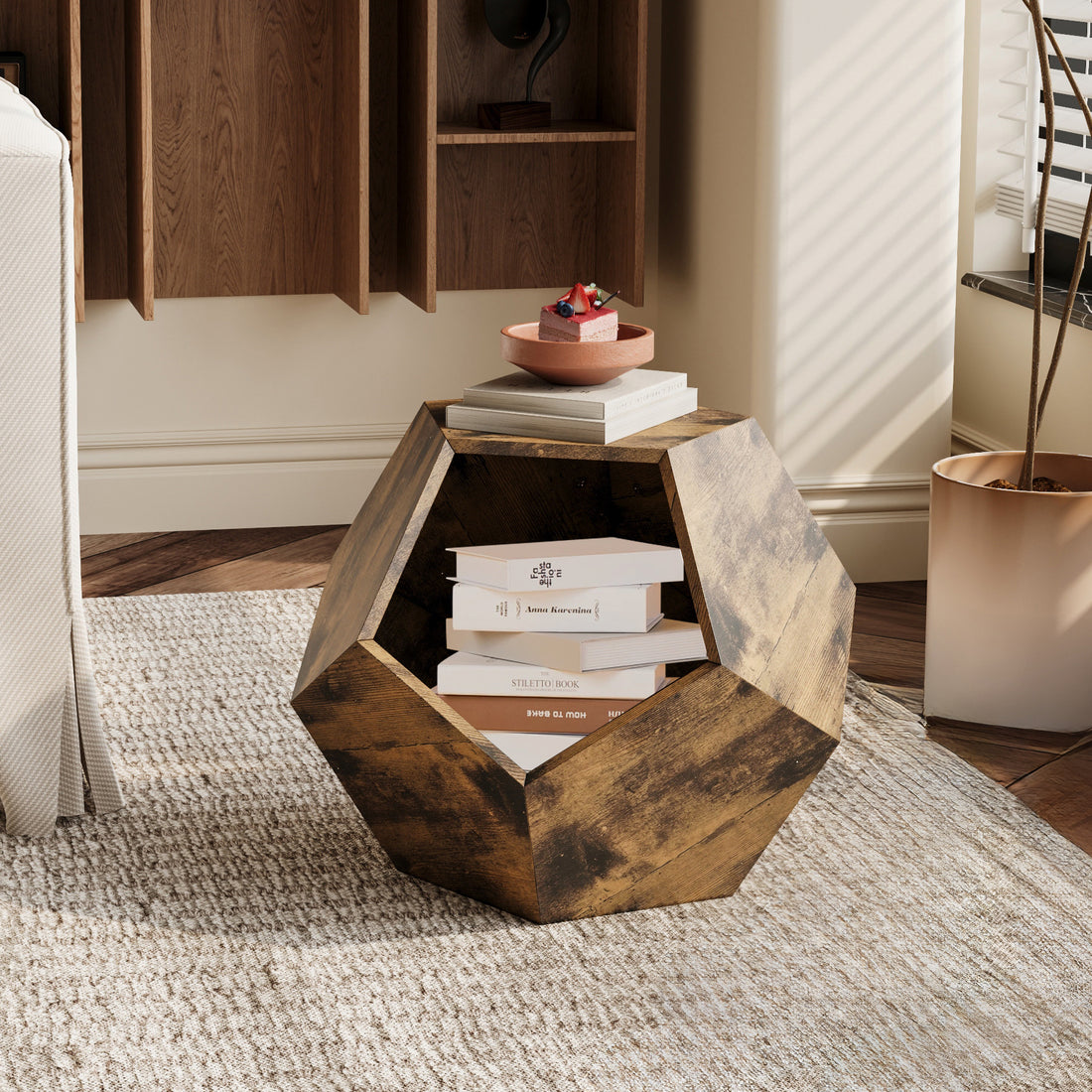 25.98'' Shaped Modern Pet Furniture Cat Kennel Side Table Mdf Multi Purpose Furniture Antique Wood Color Antique Brown Mdf