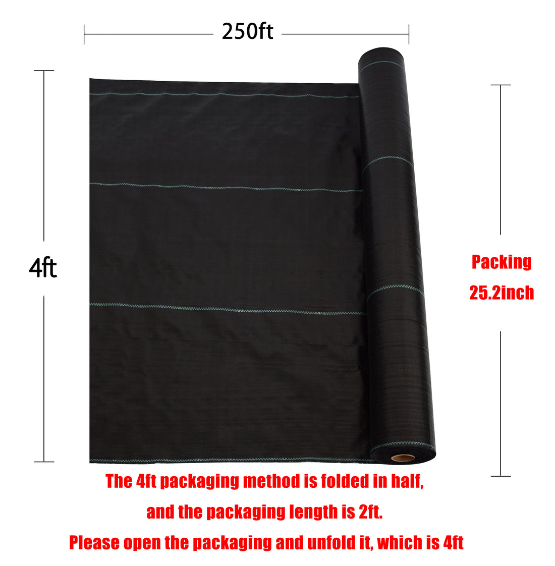 3.5Oz Weed Barrier Landscape Fabric 4Ft X 250Ft, Dual Layer Heavy Duty Landscape Fabric For Garden, Greenhouse, Pathway, Orchard Weed Control, Easy To Set Up Black Polypropylene