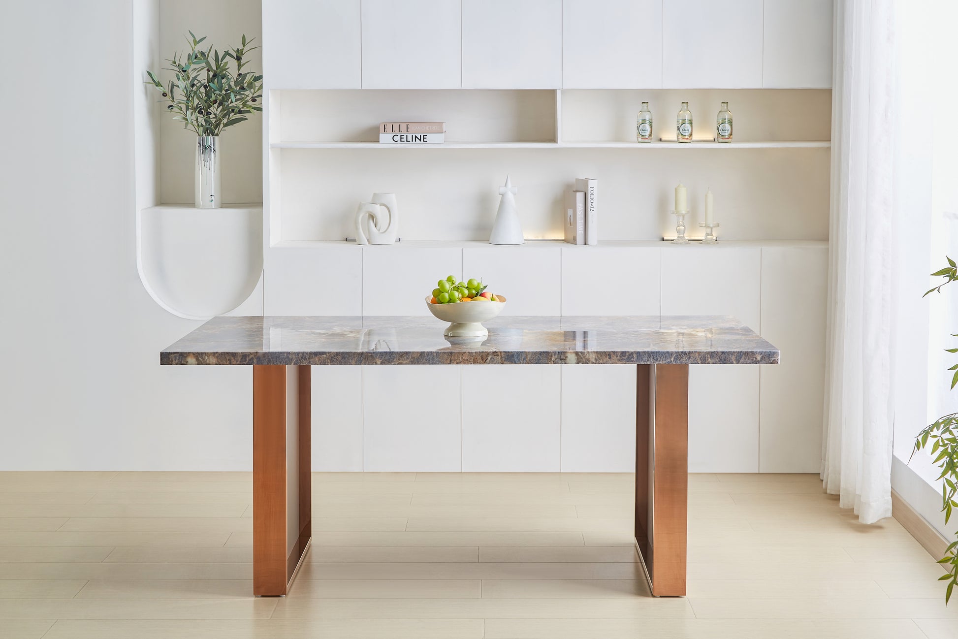 Faux Marble Mdf Dinning Table For 6 Or 8,Rectangular 70.8"L*35.4"W*29.8"H, Luxurious Rocky Stone Effect Top Stainless Steel Legs Modern, Durable, Easy To Assemble For Kitchen Living Room Meeting Brown Brown Grey Seats 6 Gray Ergonomic Desk And Hutch