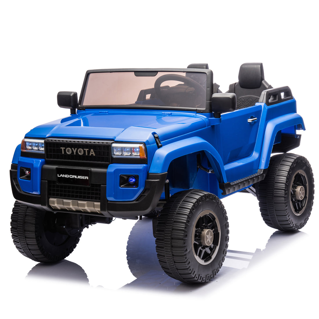 24V Two Seater Kids Ride On Car W Parents Remote Control, Licensed Toyota Lc250,220W Motors,With Shovel,Three Point Seat Belt,Slow Start,Speed Adjustment,Bluetooth,Music For Kids Aged 3 . Blue 100 149 Lbs Polypropylene