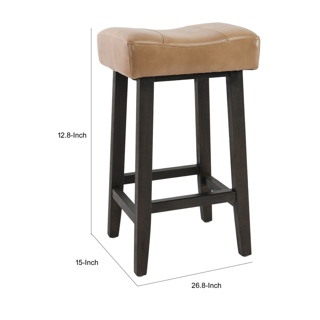 26 Inch Wooden Framebackless Counterstool, Beige Beige Solid Wood