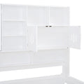 Twin Size Wooden Daybed With 2 Drawers, And All In One Cabinet And Shelf, White Twin White Wood