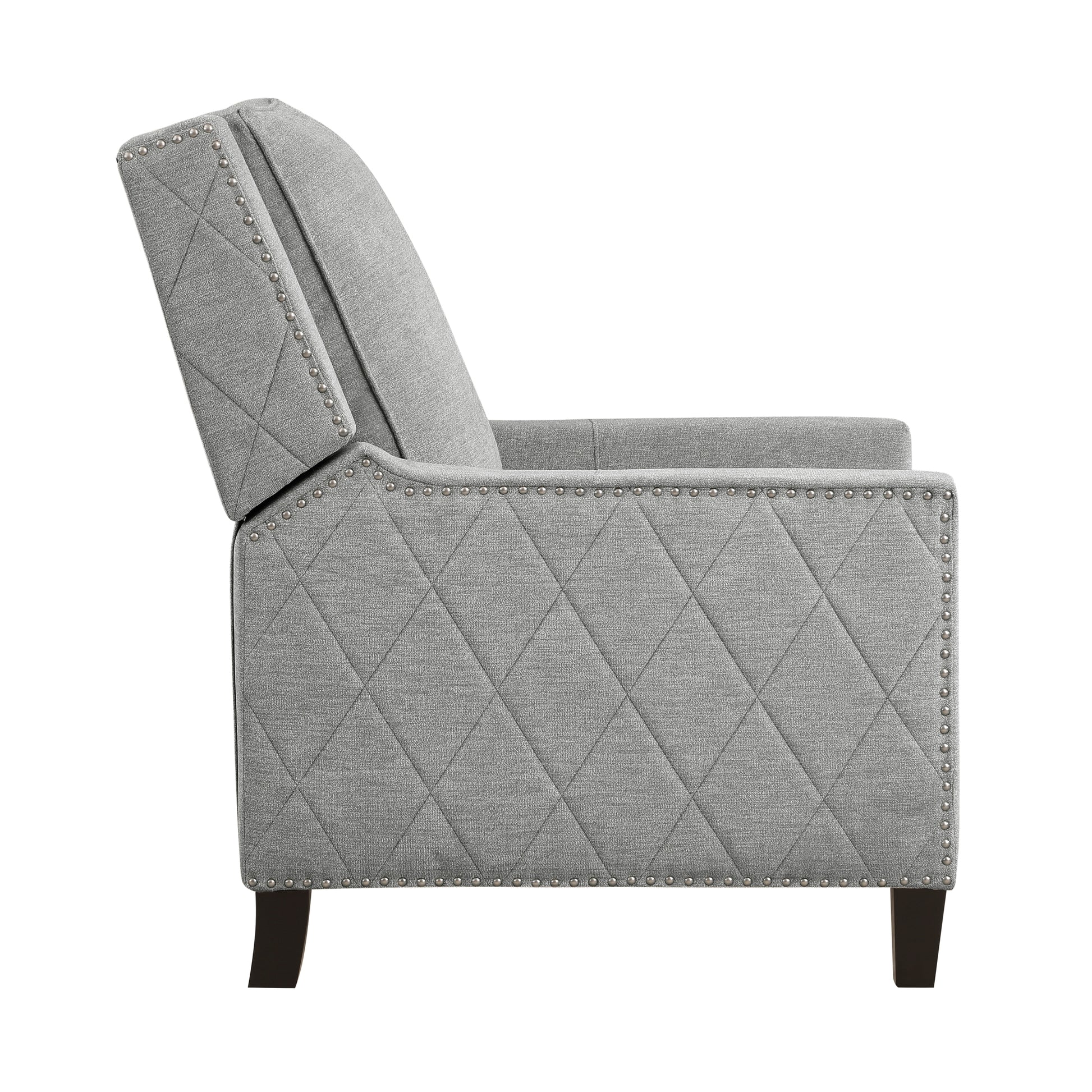 Modern Home Furniture Reclining Chair 1Pc Gray Textured Fabric Upholstered Trim Solid Wood Frame Self Reclining Motion Chair Gray Polyester Wood Modern Solid Wood