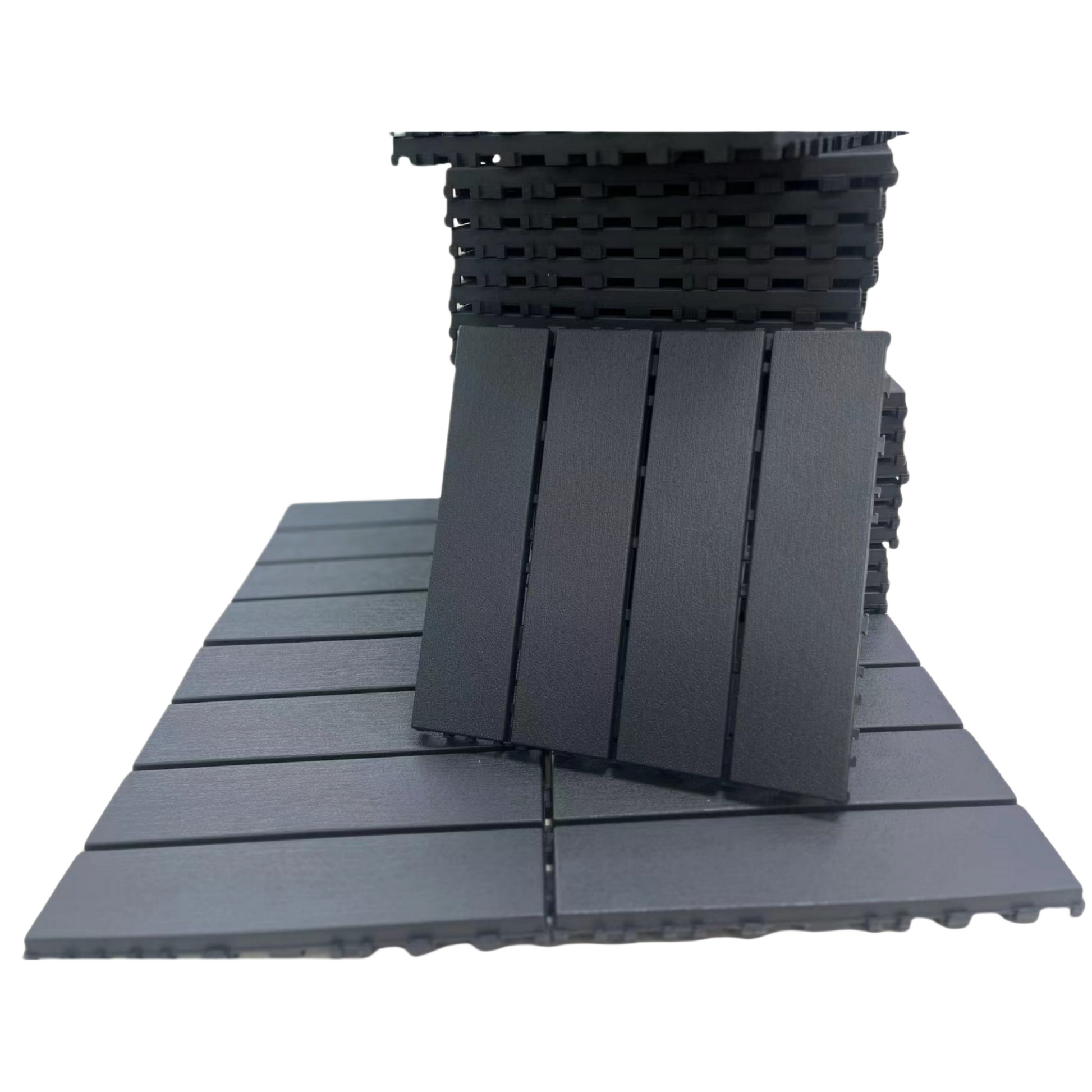 Plastic Interlocking Deck Tiles,36 Pack Patio Deck Tiles,12"X12" Square Waterproof Outdoor All Weather Use, Patio Decking Tiles For Poolside Balcony Backyard, Grey Grey Plastic